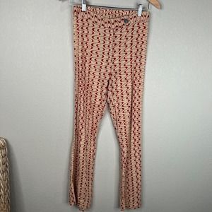 Gimaguas Women Disco Printed Cotton Trousers Size? Elastic Back Brown Red